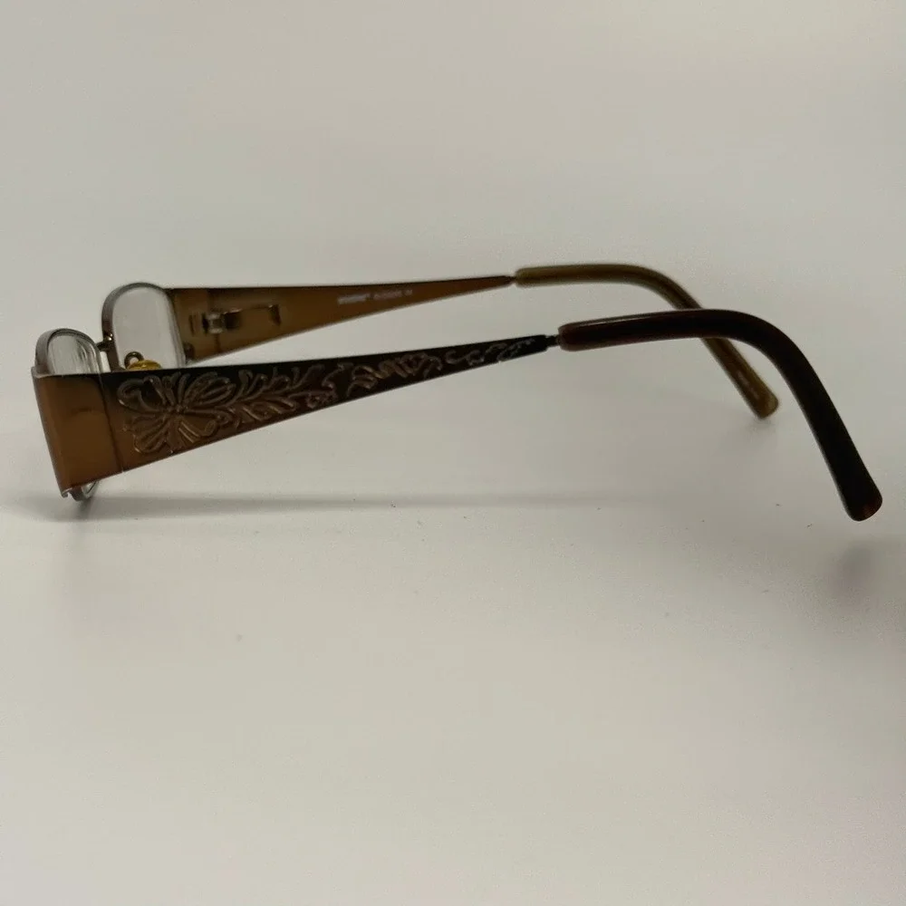 Seventeen SV5936 Brown Floral Etched Rectangular Eyeglass Frames 50-16-135